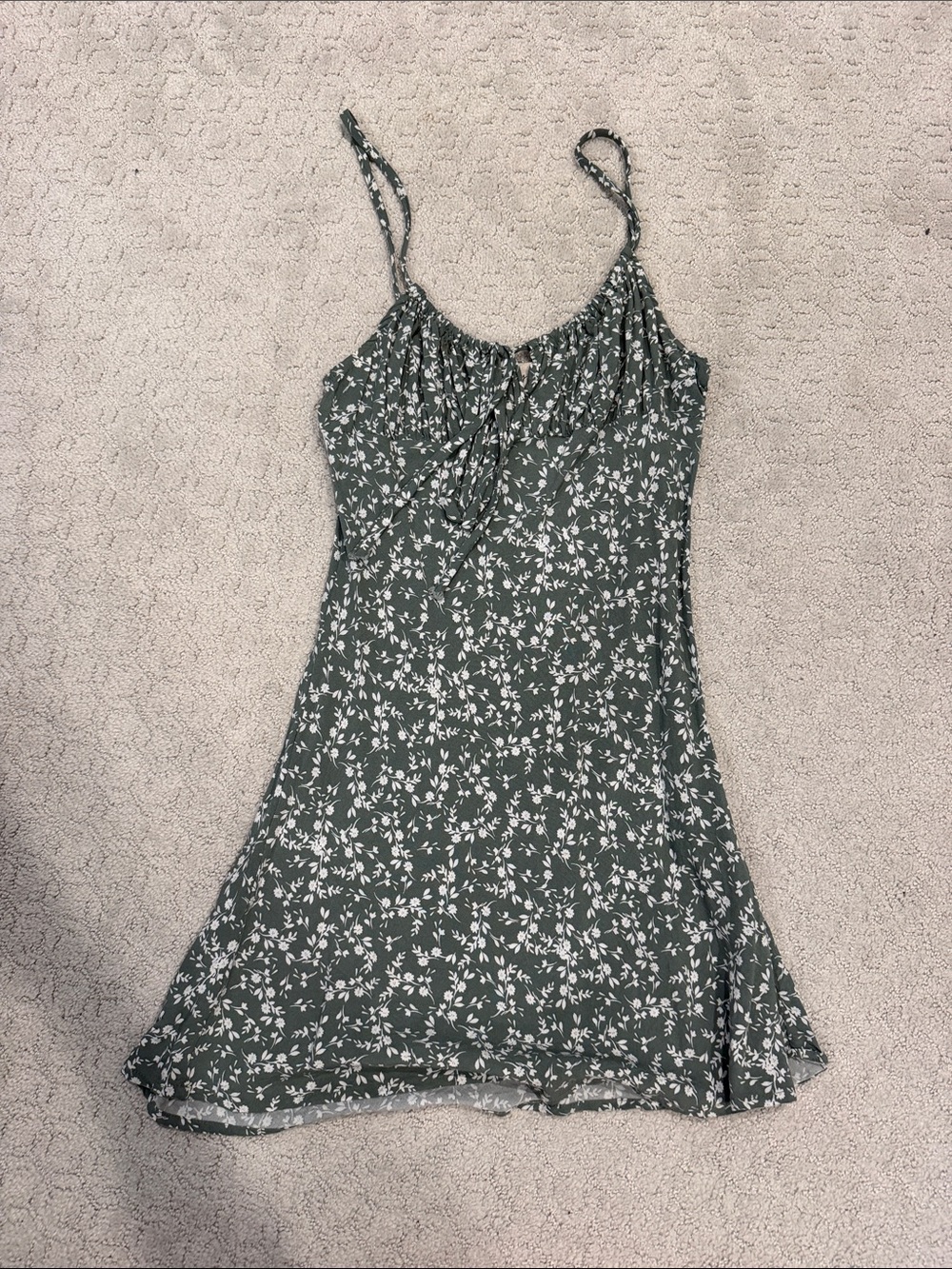 Green Floral Spaghetti Strap Women’s Mini Dress Size XS
